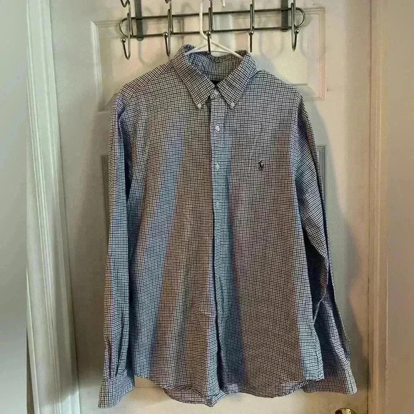 Polo Ralph Lauren Other - polo ralph lauren long sleeve shirt xl Flesh Pony Blue Plaid 100% Cotton Casual